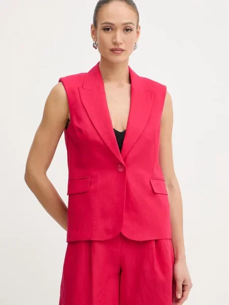 Twinset vestă feminină din in roz