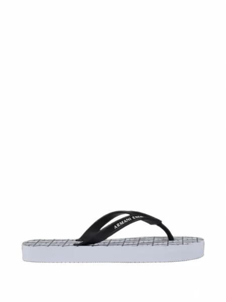 Șlapi Armani Exchange cu imagine alb
