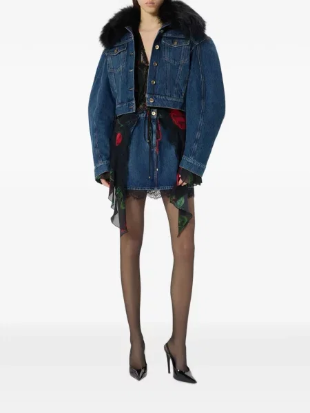 Fustă din denim Blumarine din dantelă albastru