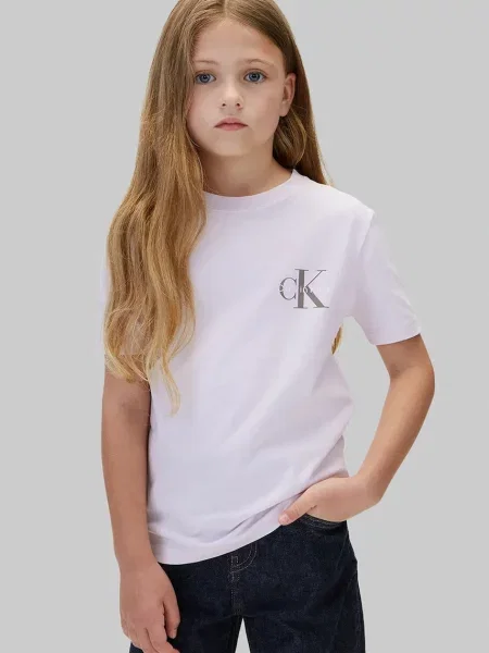 Calvin Klein Jeans majica za djecu od pamuka ljubičasta