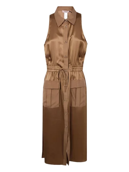 Rochie tip cămașă Twinset din satin de costum auriu