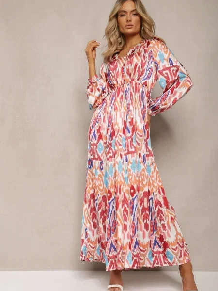 Rochie evazată cu în talie în stil boho Mizza bordo