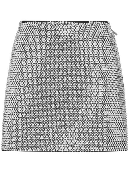 Fustă din piele Philipp Plein de cristal negru