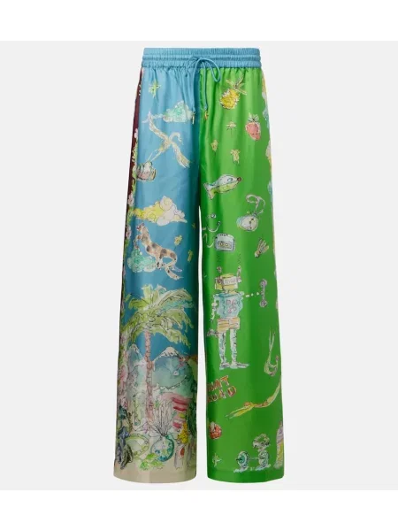 Pantaloni Alemais de mătase cu imagine