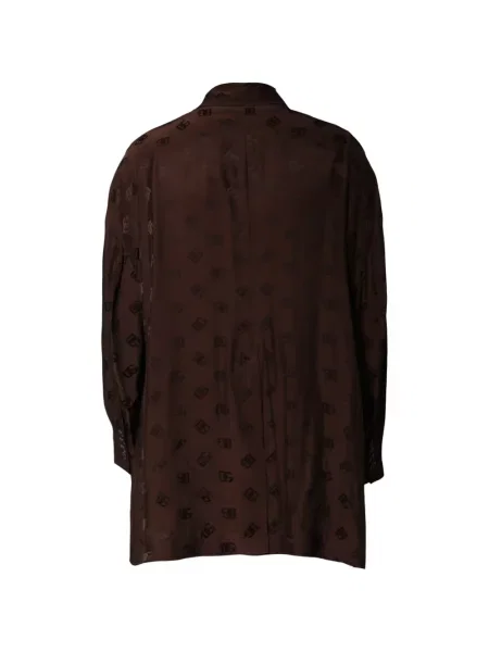 Dvouřadý kabát Dolce & Gabbana s autogramem hnědý