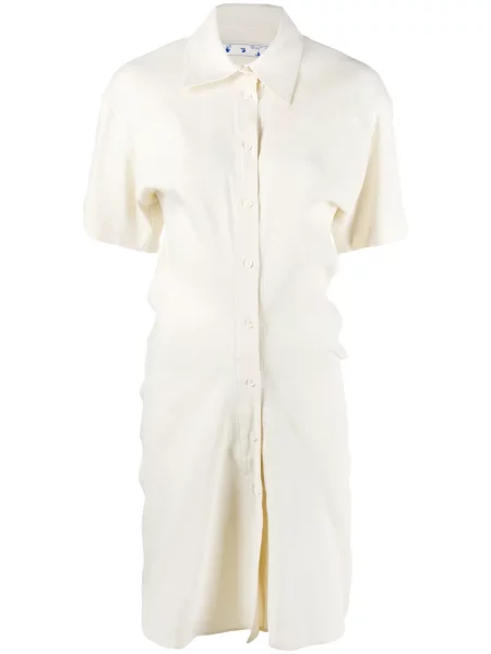 Rochie tip cămașă Off-white cu volane alb