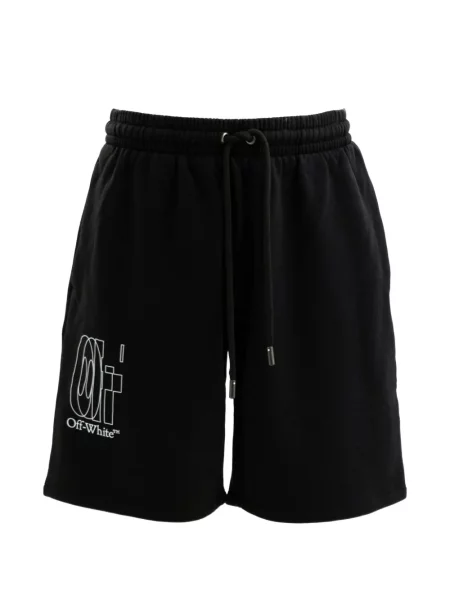 Pantaloni scurți Off-white cu imagine cu cordon alb
