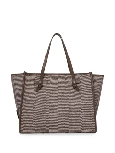 Geantă shopper Gianni Chiarini cu model herringbone maro