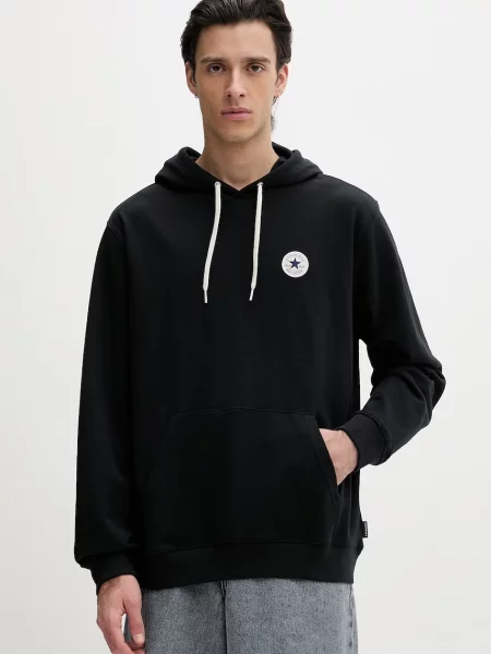 Converse pulover s kapuco z bombažem črna