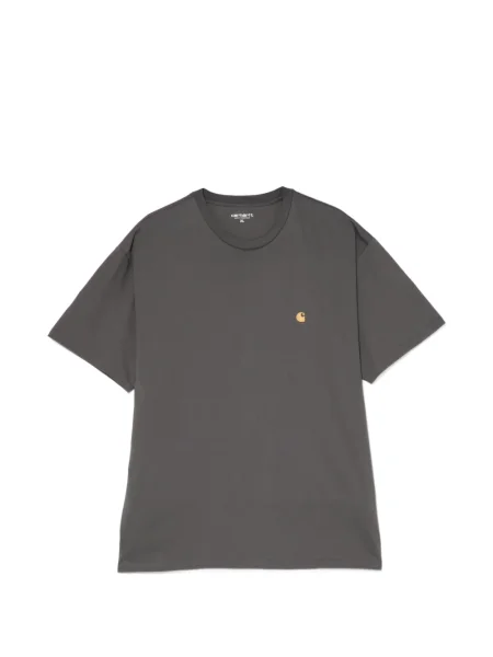 Tricou Carhartt Wip cu broderie cu decolteu în U violet