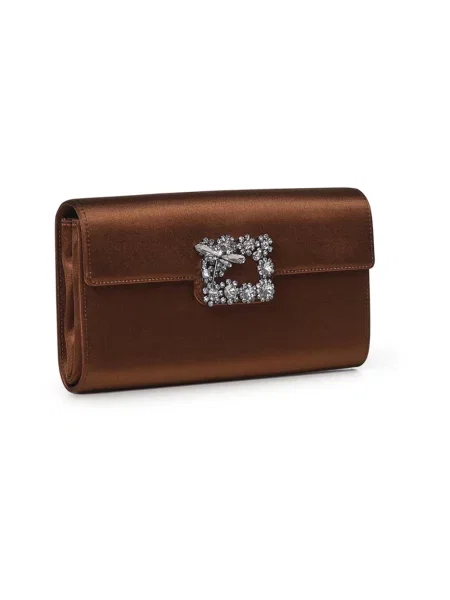 Satynowa kopertówka Roger Vivier brązowa