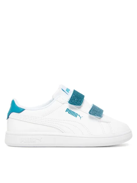 Puma Сникърси Smash L Glitter Velcro V Ps 08 бял