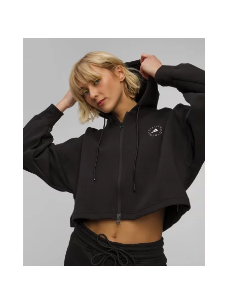 Bluza z kapturem Adidas By Stella Mccartney o krotszym kroju czarna