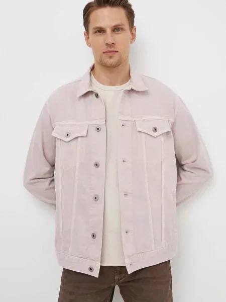 Džínová bunda Pepe Jeans přechodná růžová