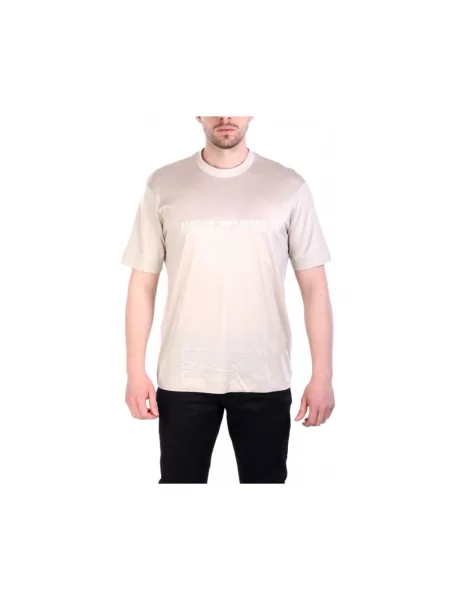 Koszulka Emporio Armani z logo beżowa