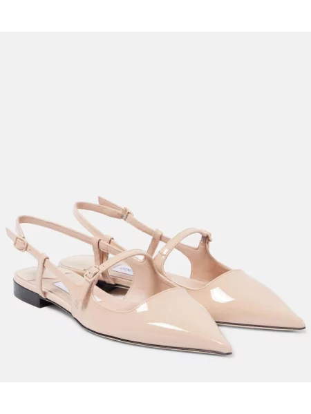 Balerini Jimmy Choo din piele de lac roz