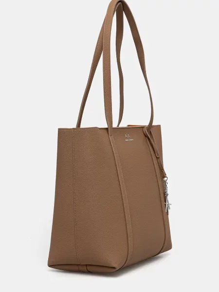 Geantă shopper Armani Exchange din piele maro