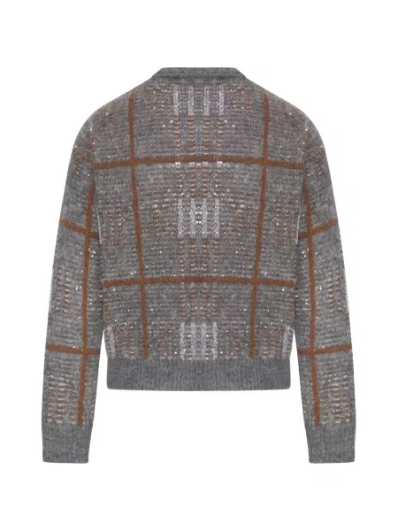 Pulover Max Mara cu paiete în carouri gri