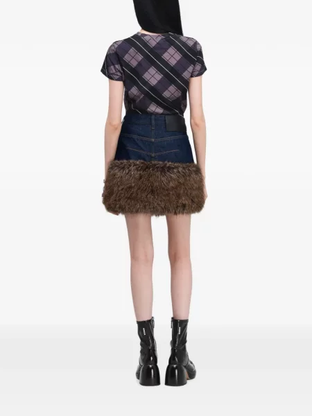 Fustă din denim Marc Jacobs cu blană albastru