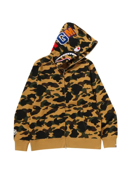 Hanorac cu glugă A Bathing Ape® cu imagine cu model camuflaj galben