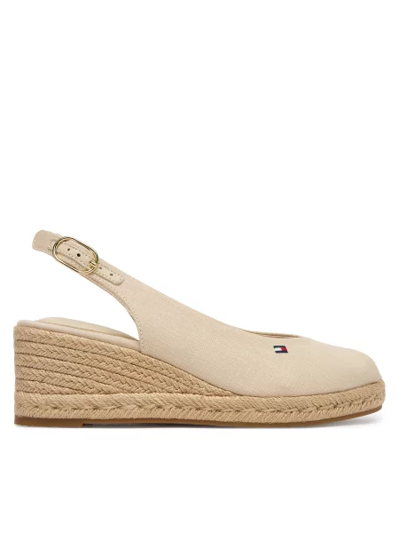 Espadrile Tommy Hilfiger Mid Wedge Espad Slingback bež