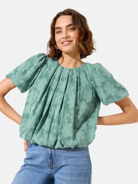 Friends Like These Bluză turcoaz / jad verde