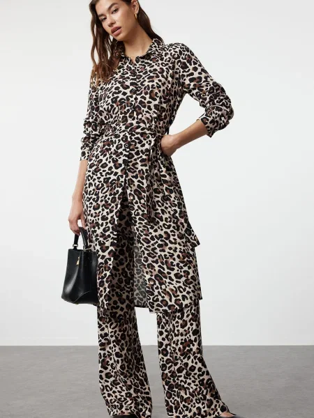Costum Trendyol cu model leopard maro