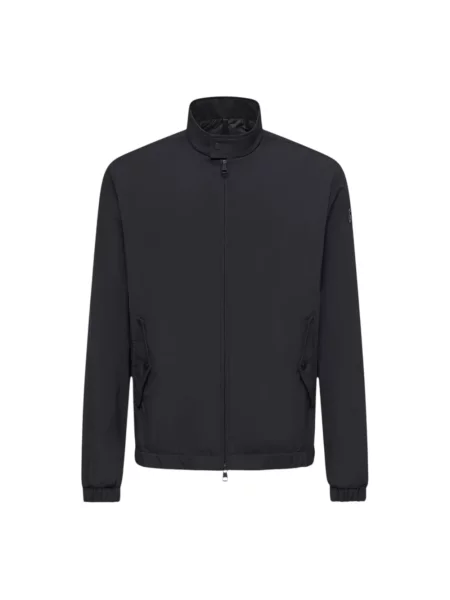 Kurtka skórzana Moncler z naszywanymi kieszeniami czarna