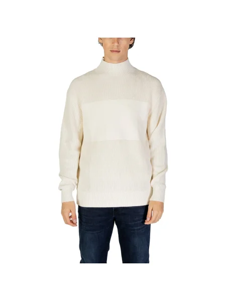 Pulover Calvin Klein Jeans cu guler înalt alb