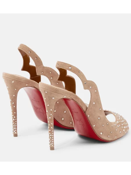 Semišové sandále Christian Louboutin béžová