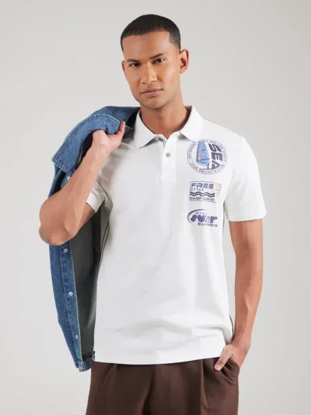 CAMP DAVID Tricou albastru deschis alb