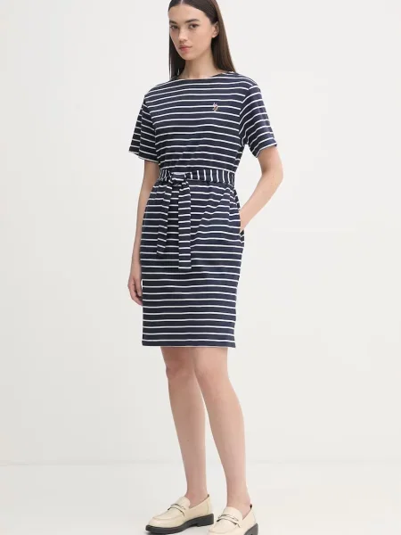 U.S. Polo Assn. сукня BOAT NECK BOXY SLEEVE STRIPE MIDI