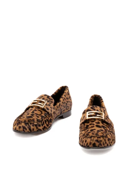 Pantofi loafer Fendi cu imagine cu model leopard maro