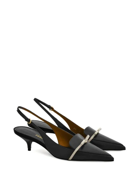 Pantofi cu toc Ferragamo cu funde slingback negru