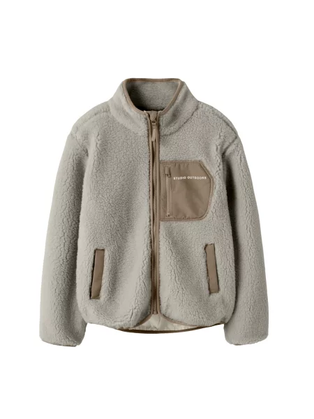 NAME IT Jachetă fleece NKNMattia brocart / taupe gri