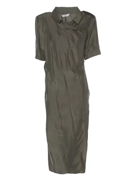 Sukienka midi Marina Rinaldi do kolan kopertowa garniturowa zielona