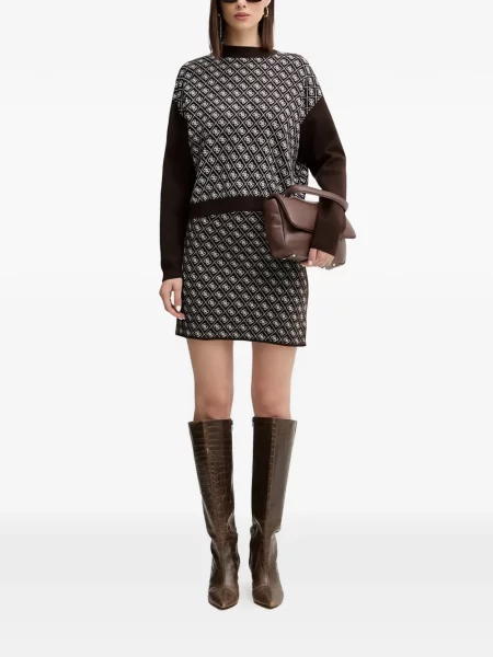 Fusta mini Guess cu imagine maro