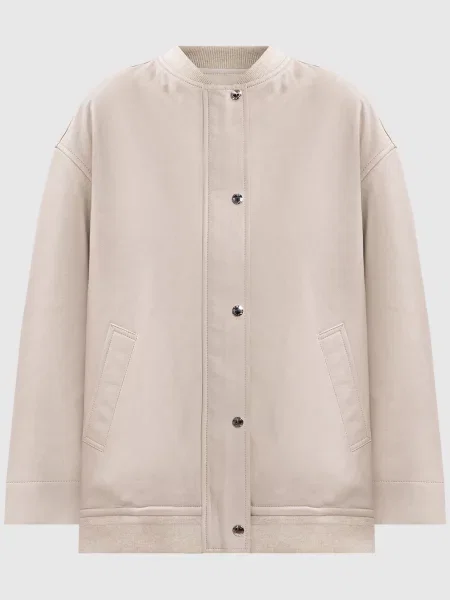 Шкіряний бомбер Yves Salomon Army бежевий