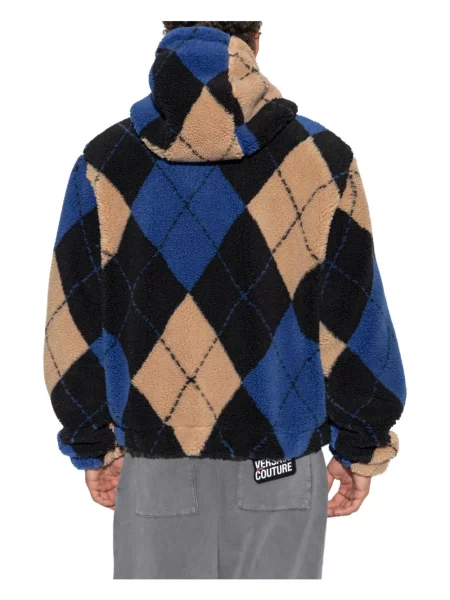 Аргайл дънково яке Versace Jeans Couture с качулка черно
