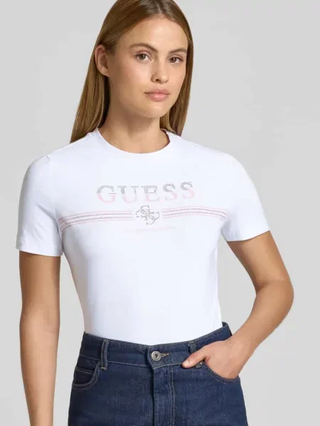 Koszulka T-shirt z aplikacją z dżetów model SIENA' Guess Activewear biała