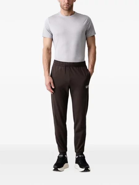Spodnie Ea7 Emporio Armani z nadrukiem do biegania brązowe