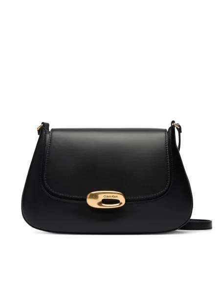 Calvin Klein Kabelka Hardware Flap Medium Crossbody čierna