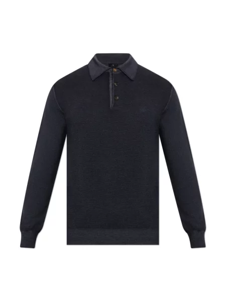 Sweter Etro wełniany z długim rękawem niebieski