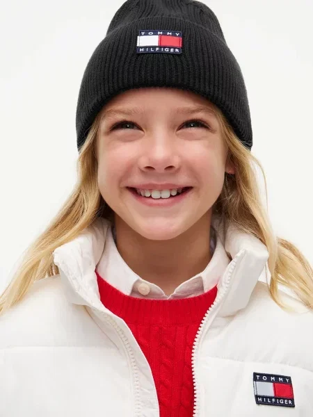Tommy Hilfiger шапка beanie за деца от черно