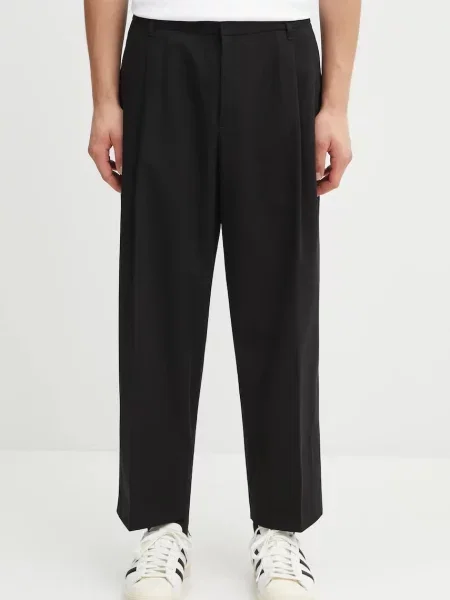 Kalhoty Maison Kitsuné Cropped Pleated černá