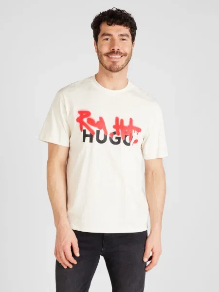 HUGO Red Marškinėliai Dinricko raudona / juoda balta
