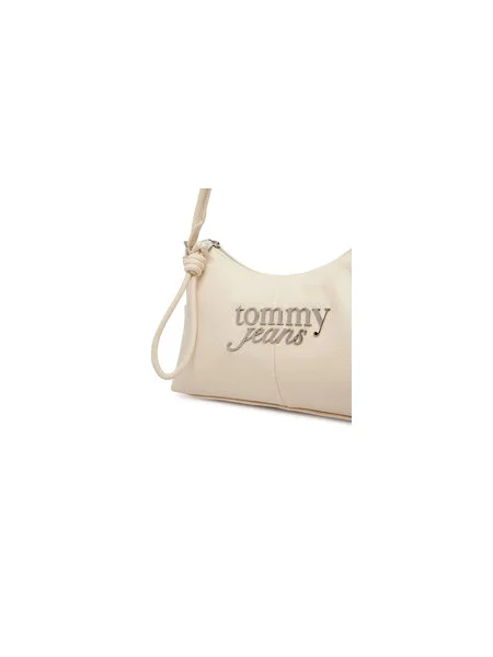 Tommy Jeans Ročna torba Metal Logo Shoulder Bag bela