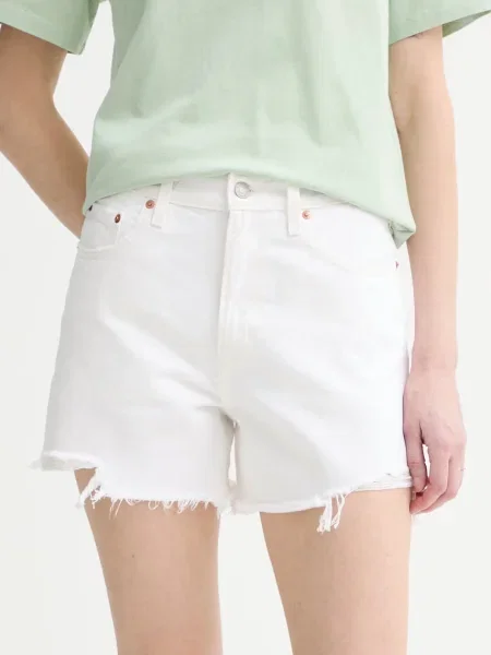 Levi's szorty jeansowe RIBCAGE A-LINE białe