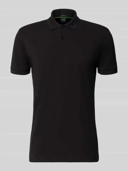 Koszulka polo o kroju regular fit z czystej bawełny model PIO 1' Boss Green czarna