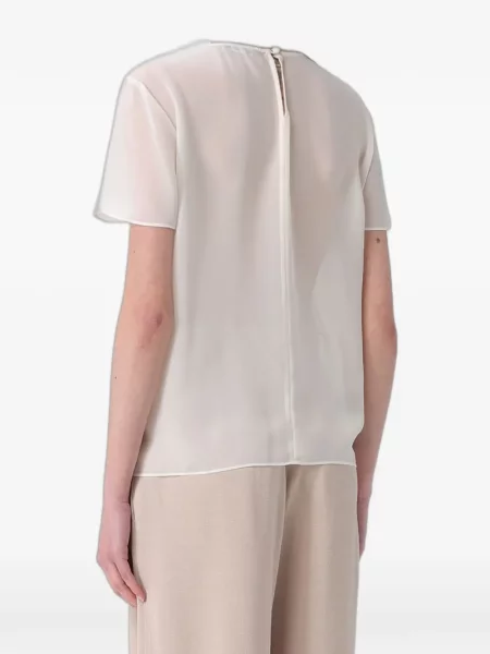 Scurt top Emporio Armani din șifon alb